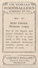 1933 Godfrey Phillips Victorian Footballers (A Series of 50) #31 Bert Foster Back